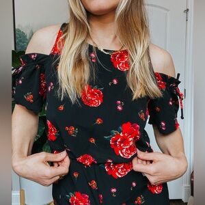 Floral Romper/ jumpsuit with shoulder detail